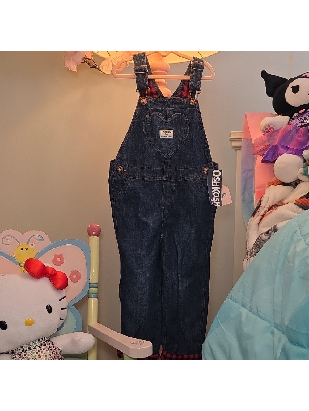 OshKosh B'gosh Dark Blue Kids Overalls with Heart Patch